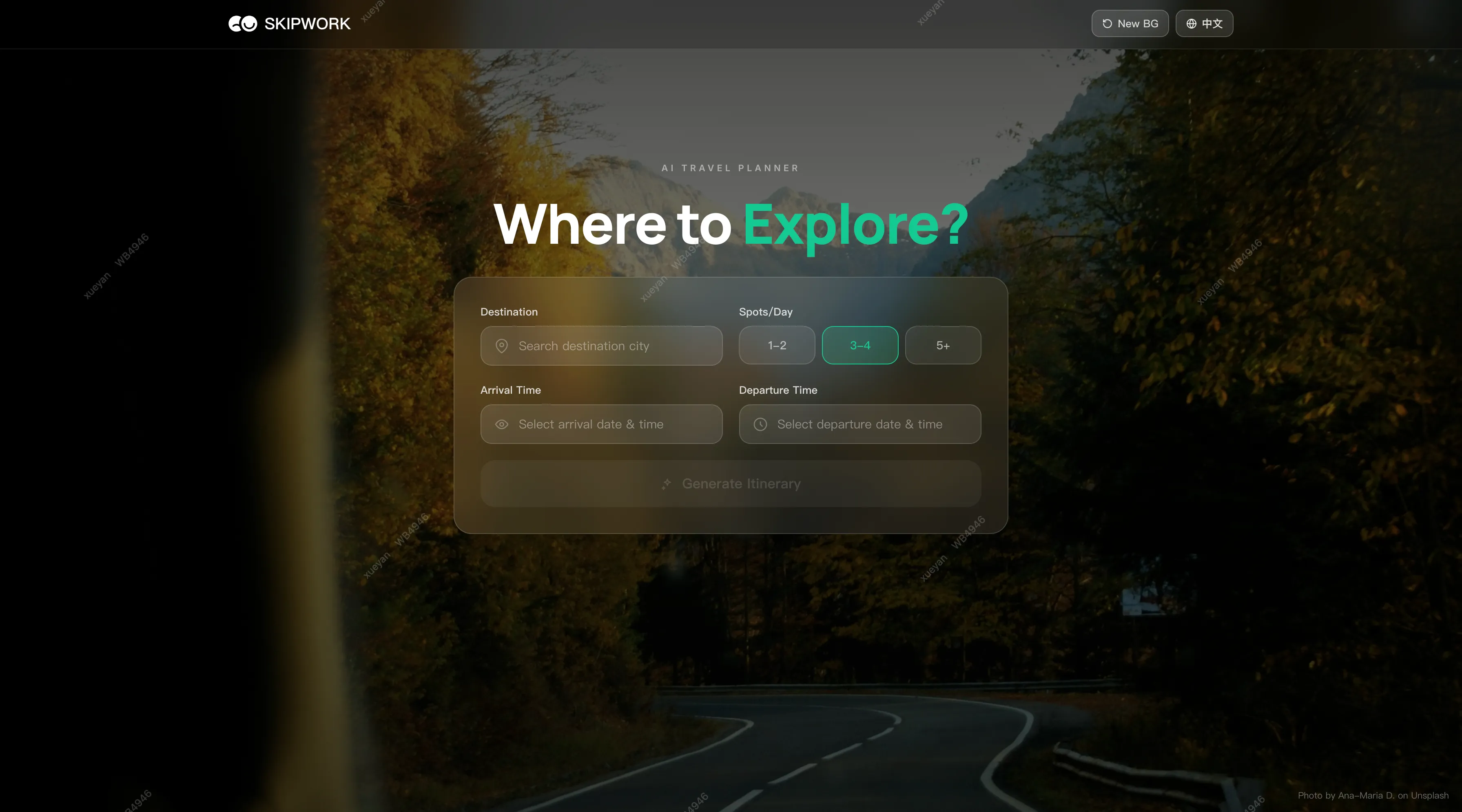 Skipwork — AI Travel Itinerary